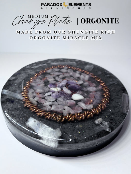 144 188 Sacred Harmony Halo Orgonite Charge Plate with Rose Quartz & Amethyst (Medium)