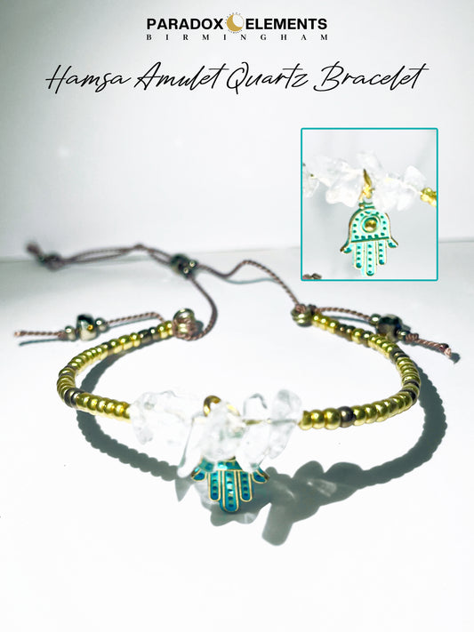 Hamsa Amulet Quartz Bracelet for Protection and Prosperity