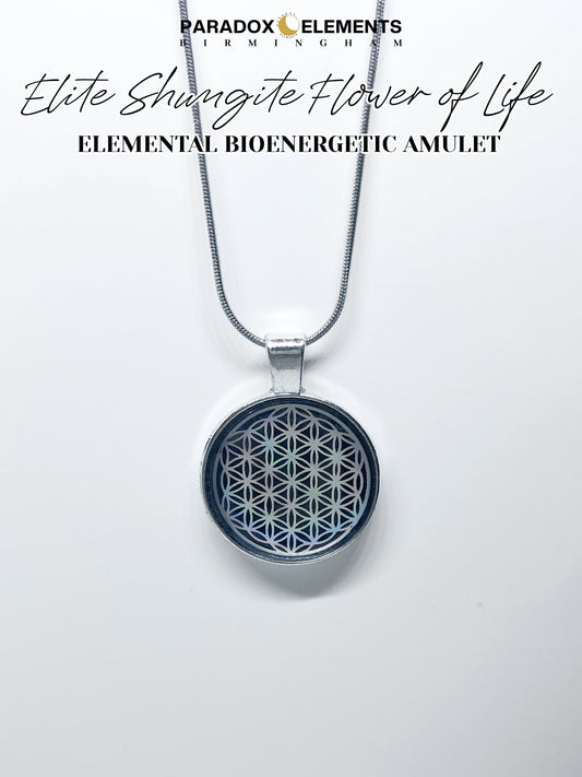 Silver-toned Elite Shungite Flower of Life Pendant & Necklace