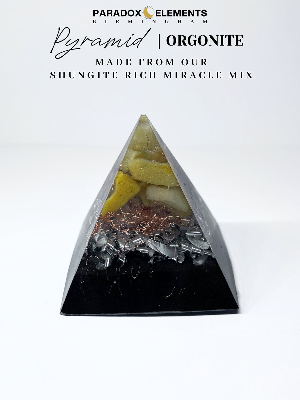 Golden Confidence Spark Pyramid Orgonite with Yellow Aventurine & Quartz (Small)