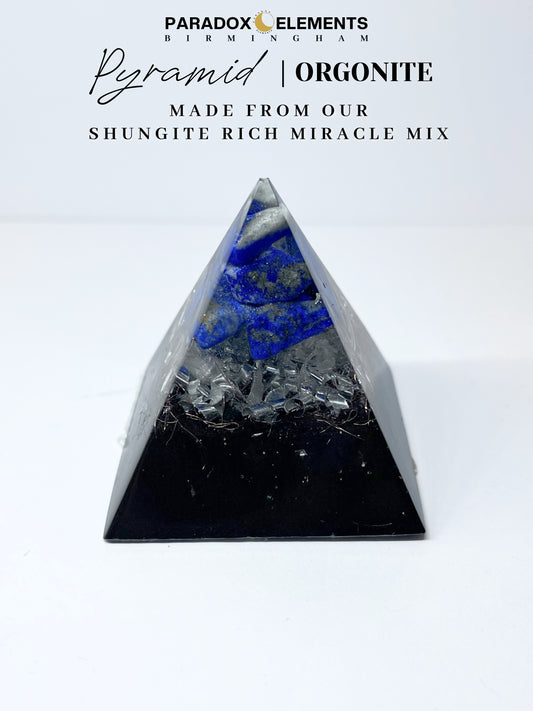Insightful Horizon Pyramid Orgonite with Lapis Lazuli & Quartz