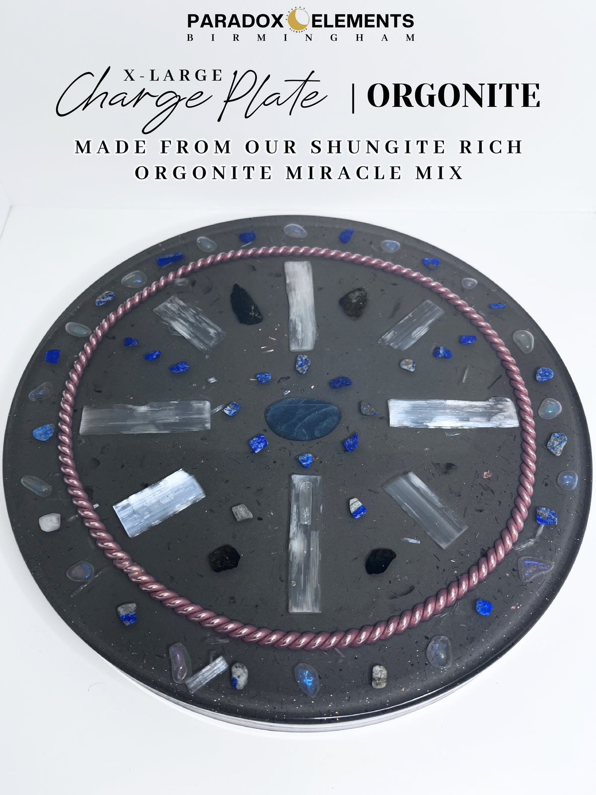 Luminous Shield Activation Orgonite Charge Plate with Labradorite & Lapis (X-Large)