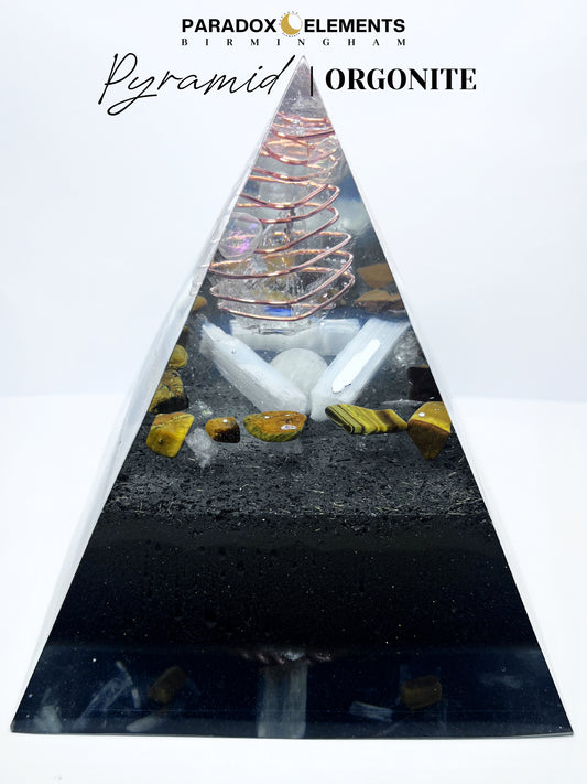 Sovereign Light Pyramid with a Golden Fire Tensor Ring, Jade & Tigers Eye