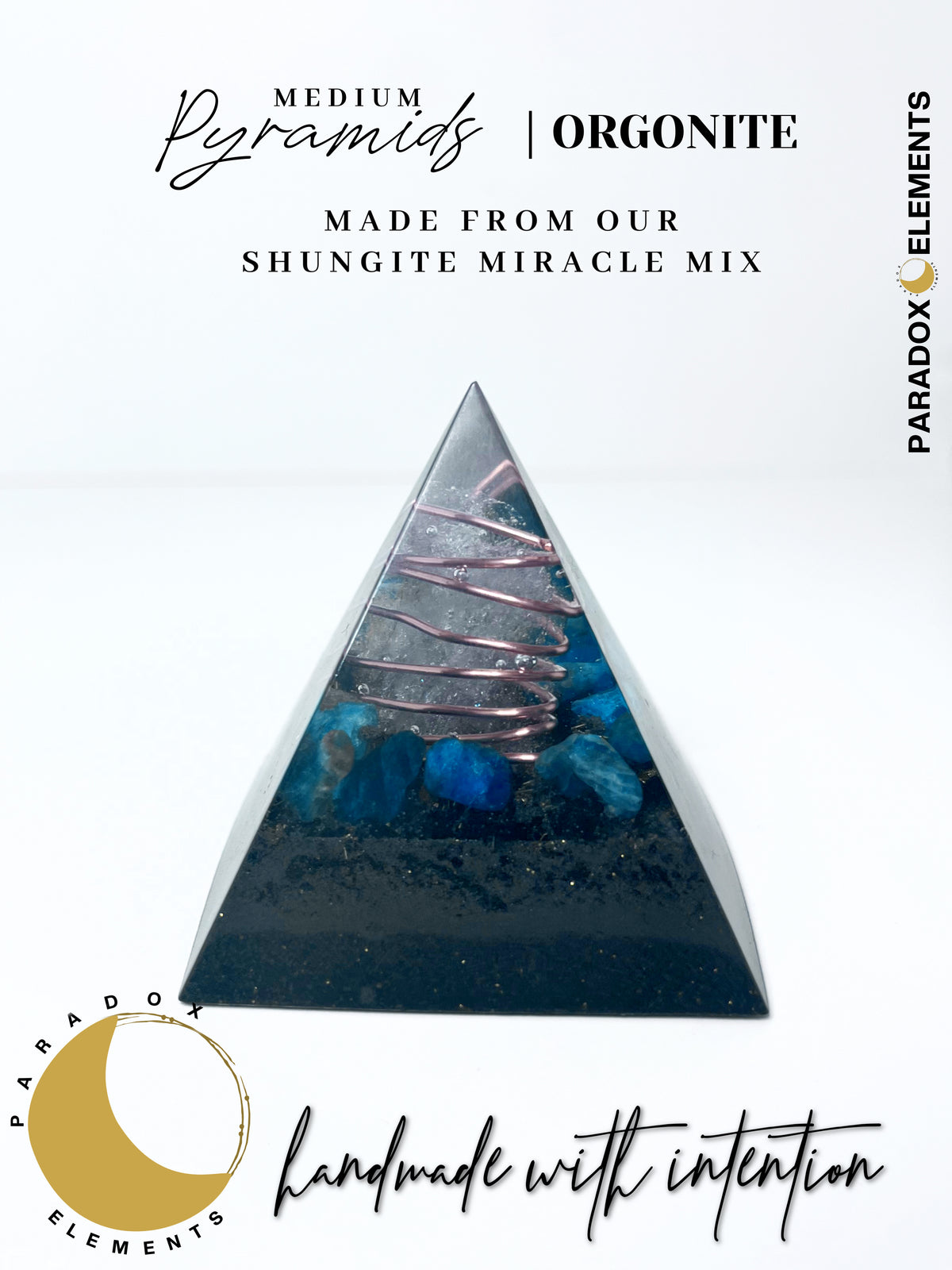 Blue Apatite & Quartz Pyramid Orgonite (Medium)