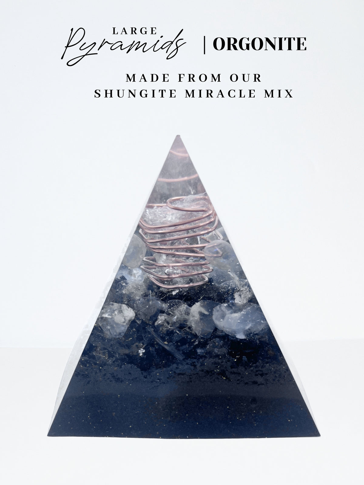 Celestite & Angel Aura Quartz Pyramid Orgonite (Large)