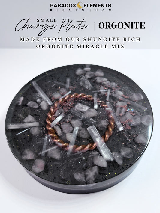 144 Sacred Tender Rose Orgonite Charge Plate with Rose Quartz, Selenite & Quartz (Small)