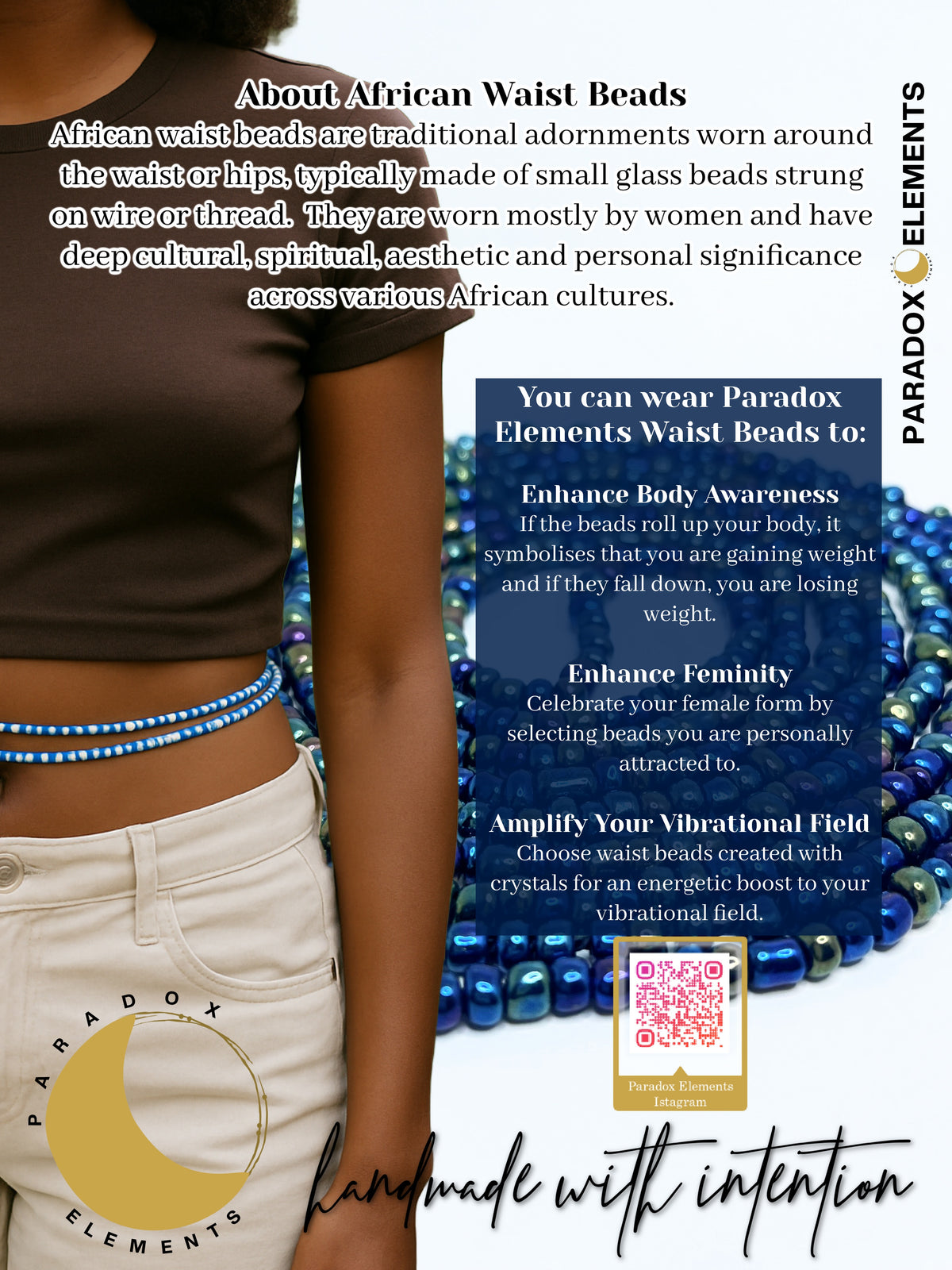 Divine Energy African Waist Beads (Up to 70 inches)