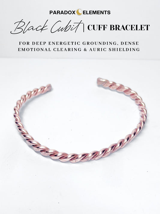 Black Cubit Cuff Tensor Bracelet for Dense Energy Clearing (Standard)