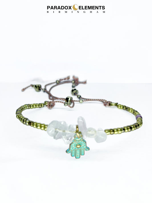 Hamsa Amulet Quartz Bracelet for Protection and Prosperity