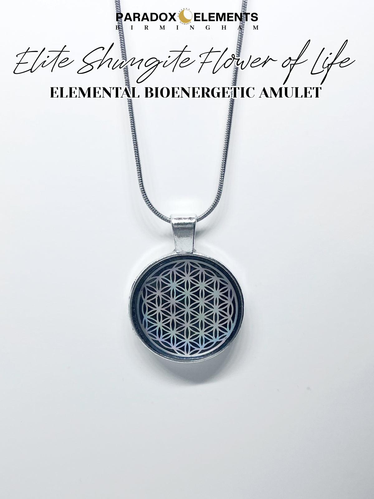 Silver-toned Elite Shungite Flower of Life Pendant & Necklace