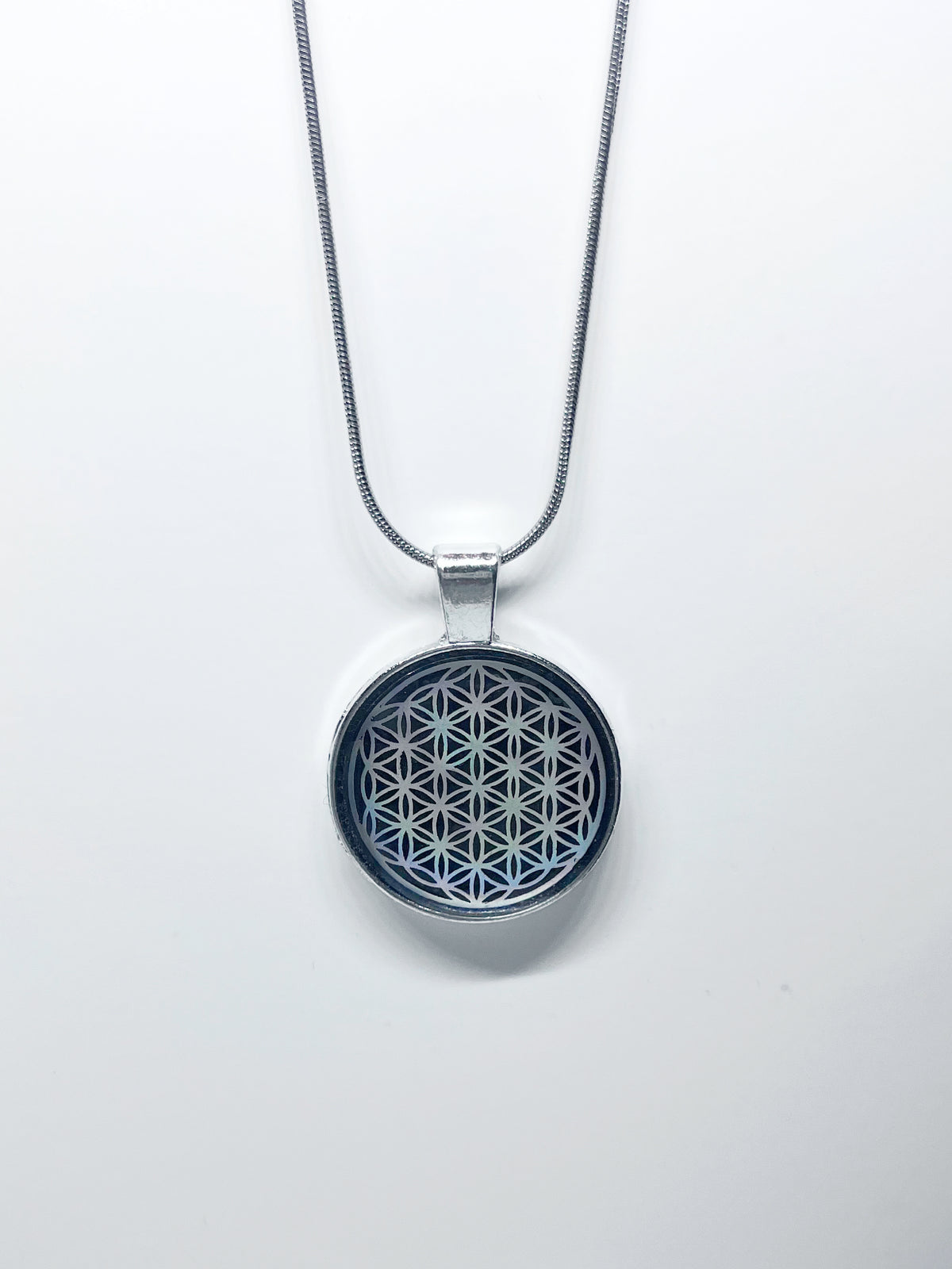 Silver-toned Elite Shungite Flower of Life Pendant & Necklace