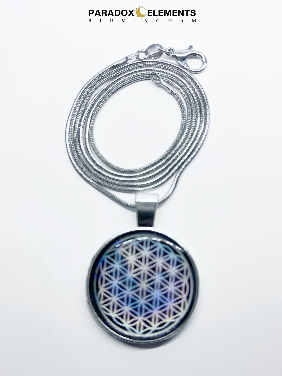 Silver-toned Elite Shungite Flower of Life Pendant & Necklace
