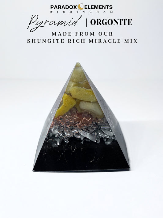 Golden Confidence Spark Pyramid Orgonite with Yellow Aventurine & Quartz (Small)