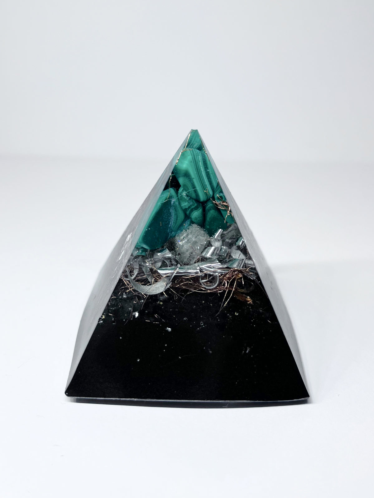 Heart Renewal Essence Pyramid Orgonite with Malachite & Quartz (Small)