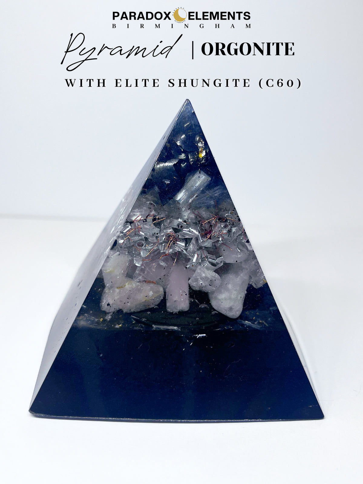 Heart of Gentle Truth Pyramid Orgonite with Rose Quartz & Elite Shungite (C60 - Medium)