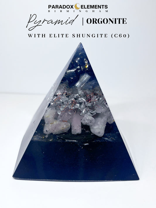 Heart of Gentle Truth Pyramid Orgonite with Rose Quartz & Elite Shungite (C60 - Medium)