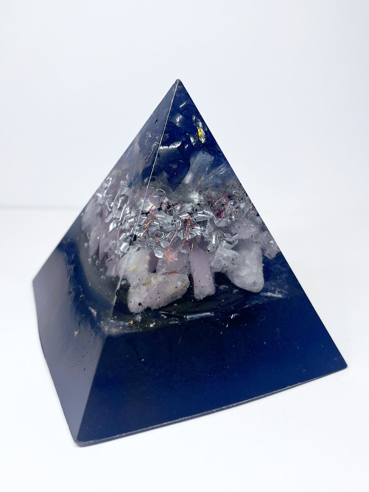 Heart of Gentle Truth Pyramid Orgonite with Rose Quartz & Elite Shungite (C60 - Medium)