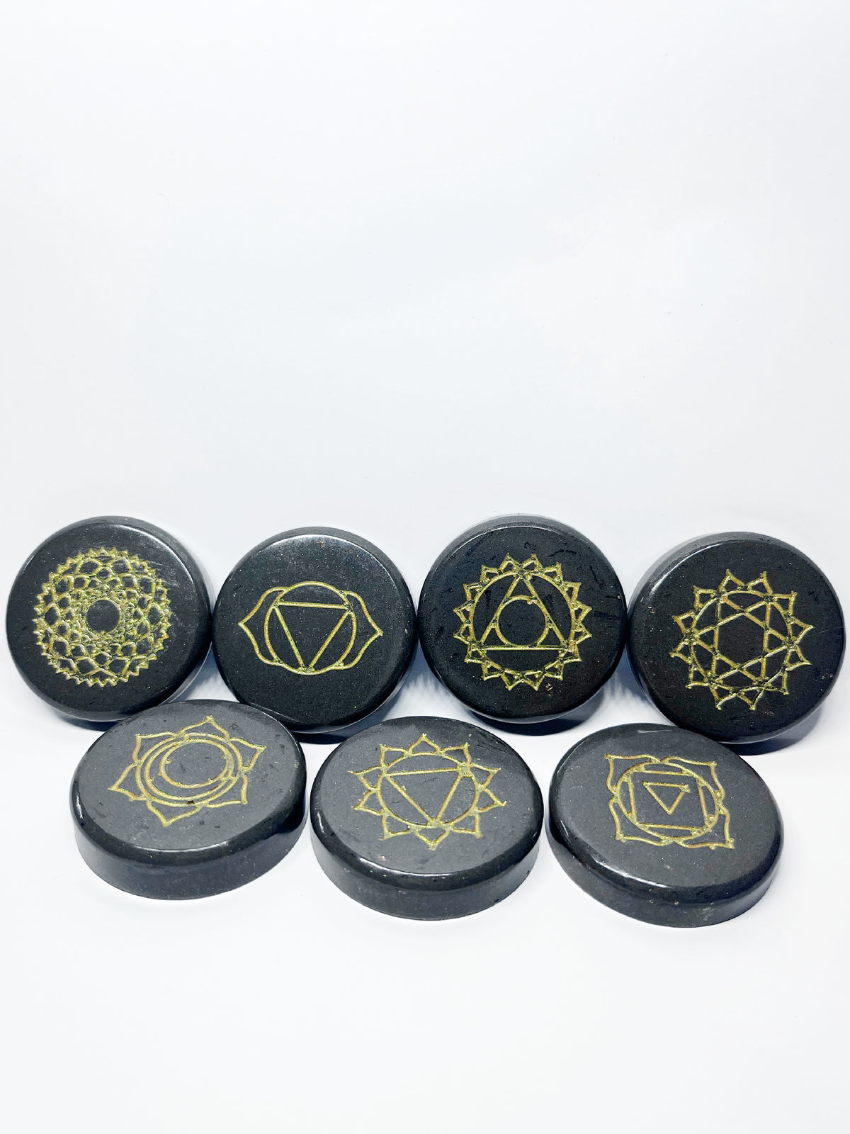 Iron & Copper Chakra Stones with Quartz & Selenite (Full Set of 7)
