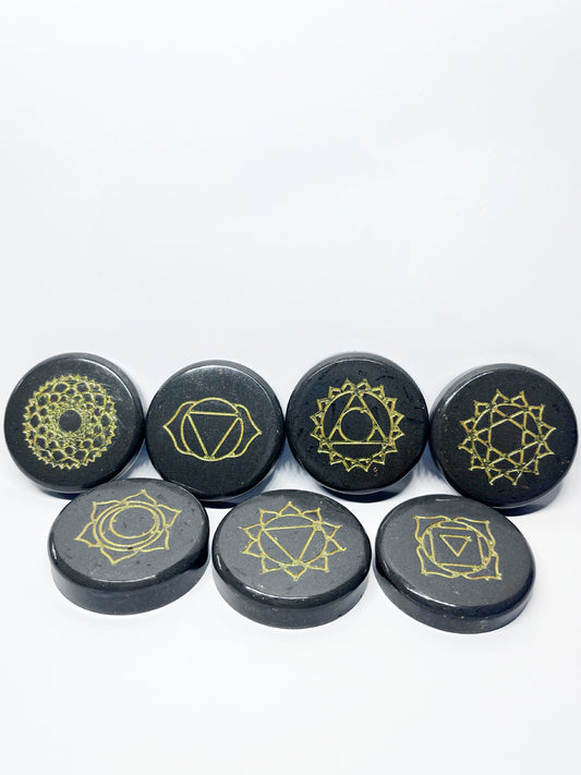 Iron & Copper Chakra Stones with Quartz & Selenite (Full Set of 7)