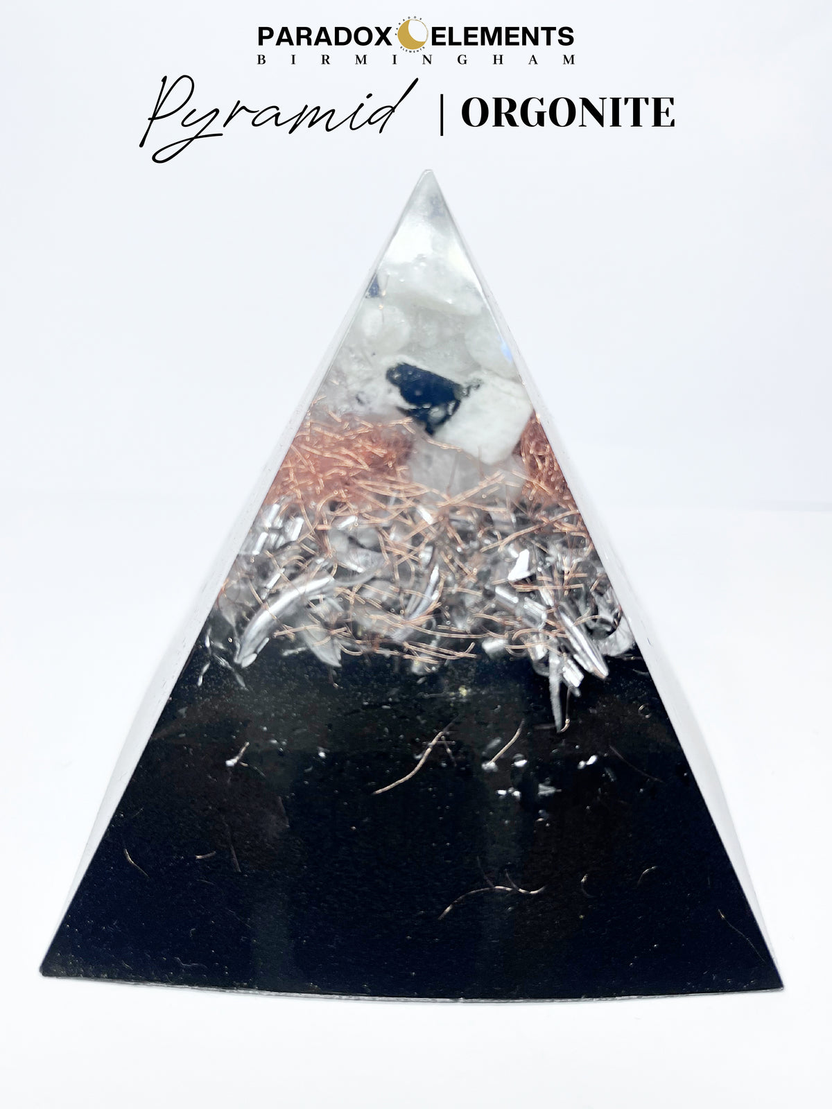 Luna Flow Essence Pyramid Orgonite with Rainbow Moonstone (Medium)