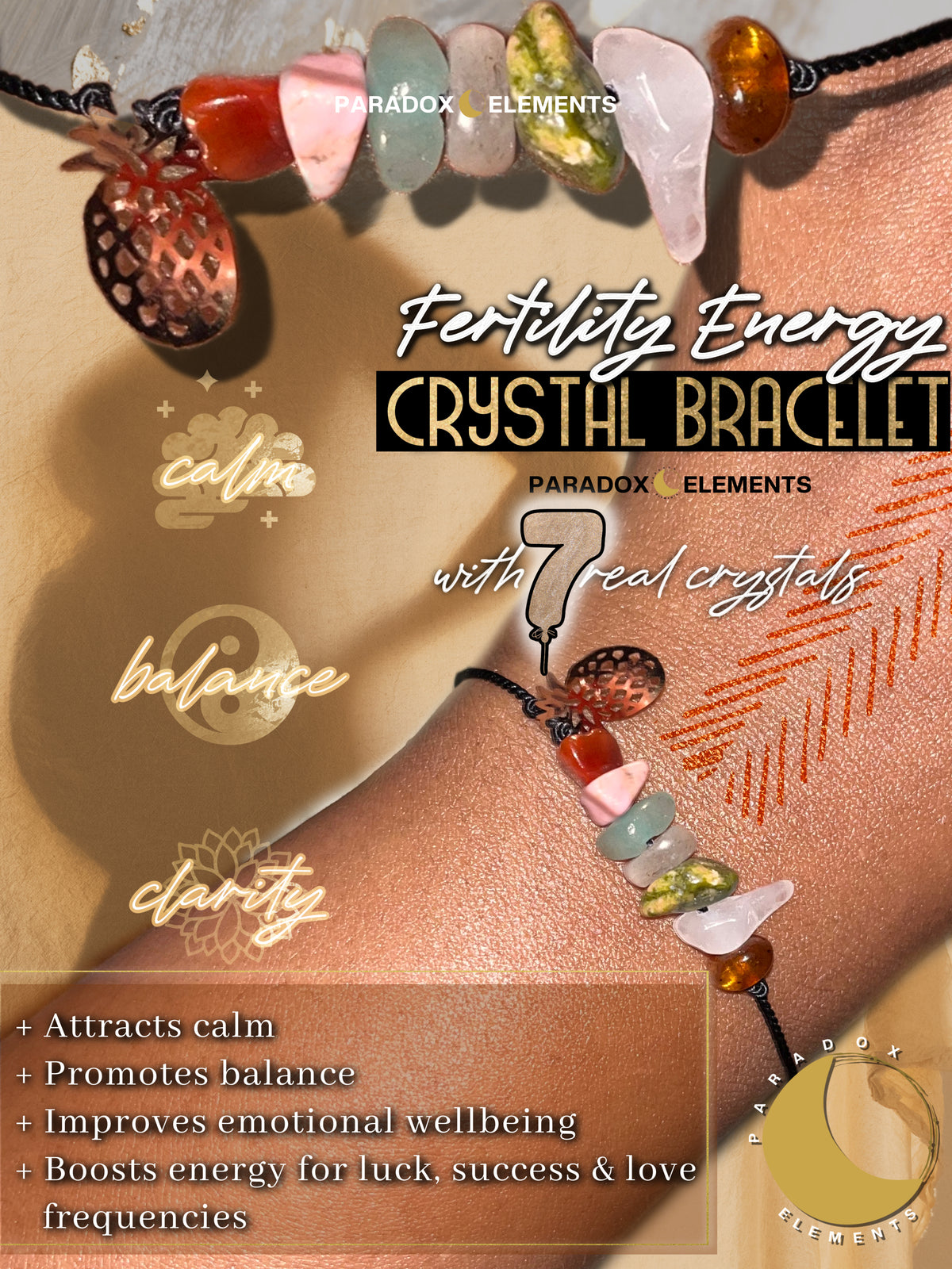 Crystal Fertility Bracelet for Calm, Balance & Emotional Wellness | Energy Healing