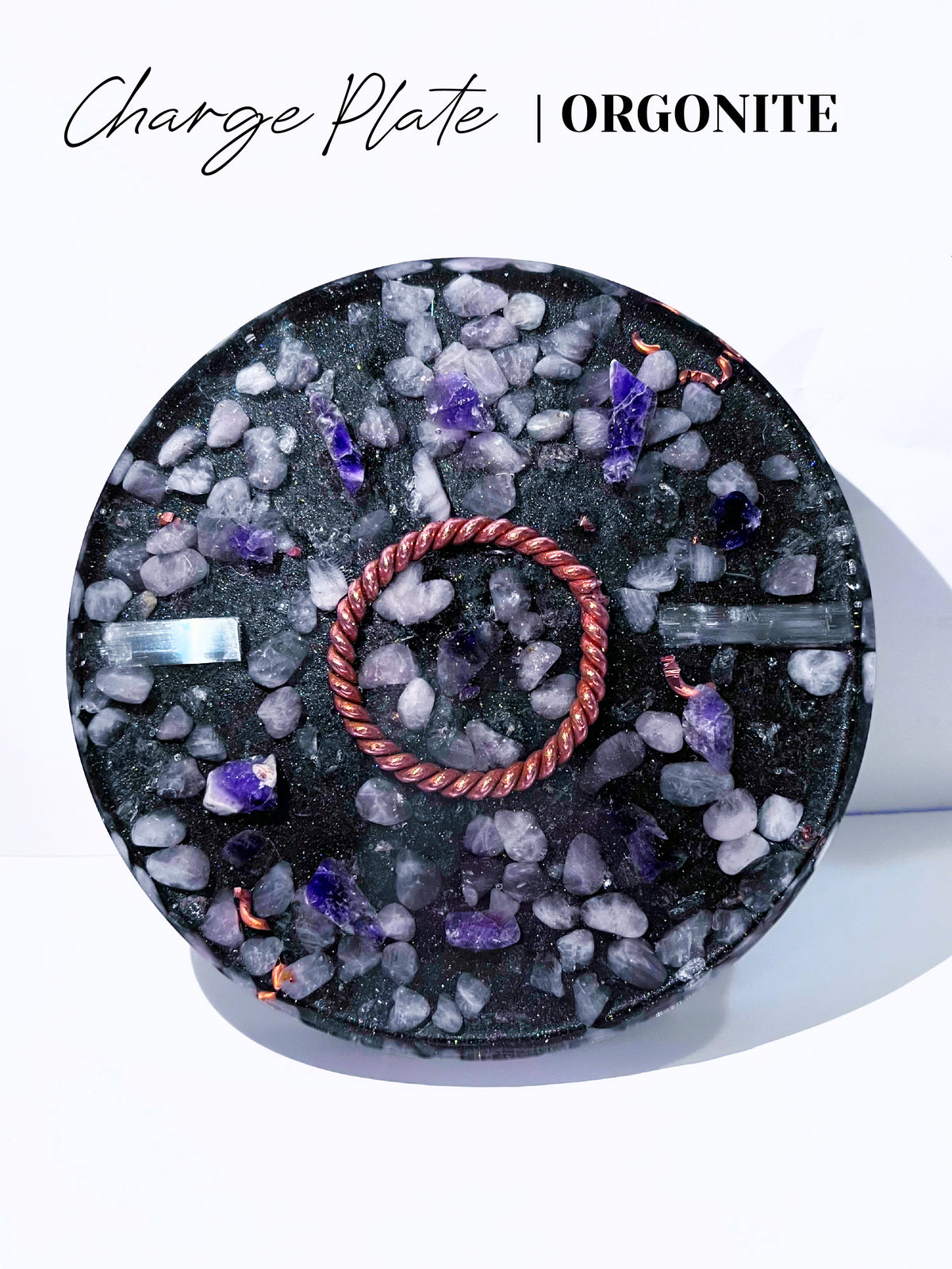 Amethyst & Rose Quartz Medium Orgonite Charge Plate