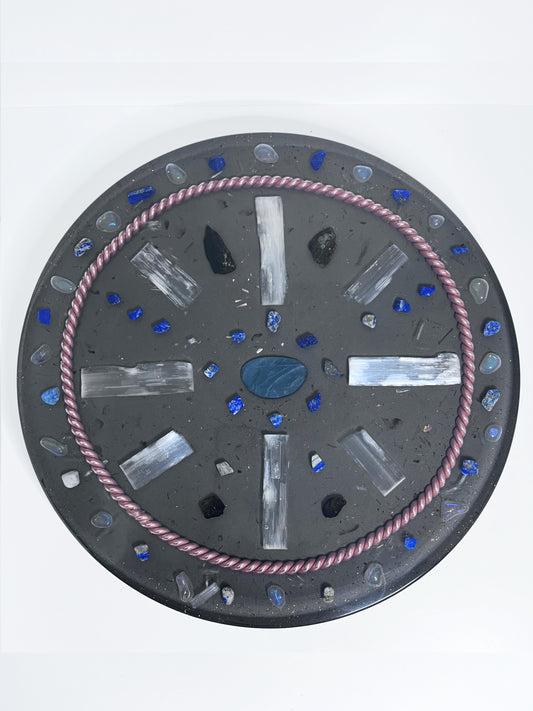 Luminous Shield Activation Orgonite Charge Plate with Labradorite & Lapis (X-Large)
