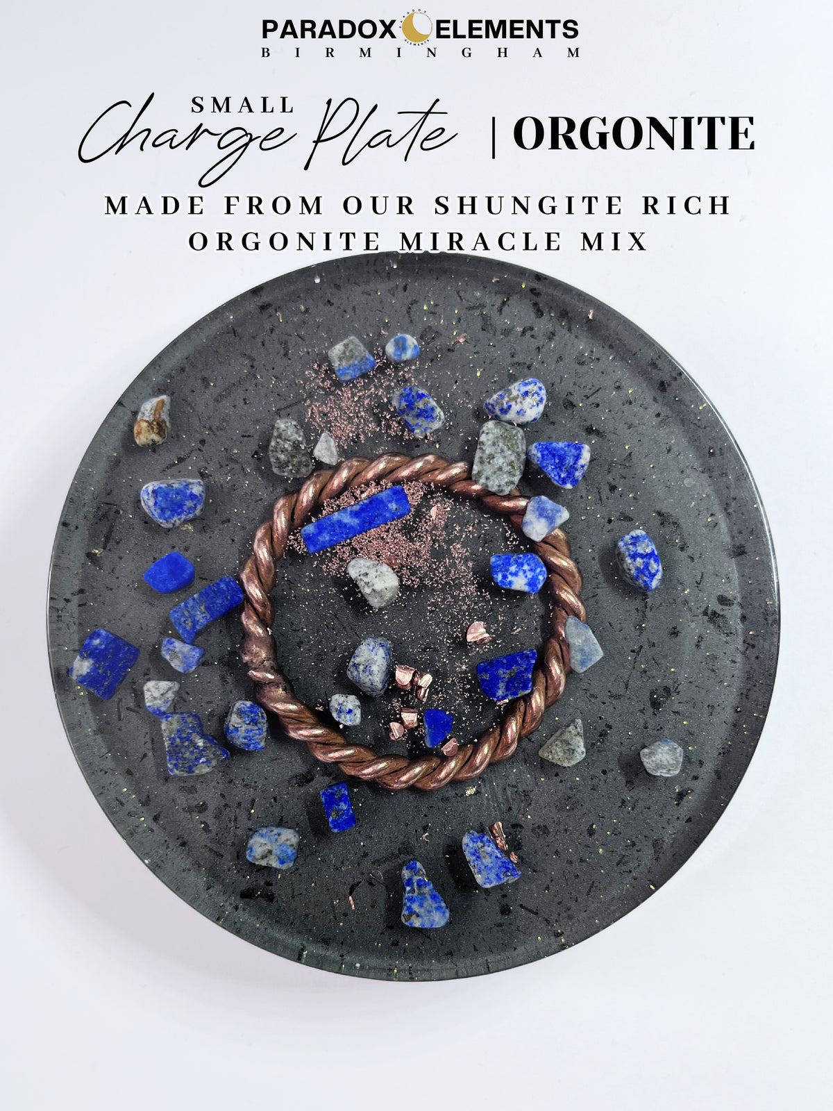 144 Sacred Royal Insight Orgonite Charge Plate with Lapis Lazuli (Small)
