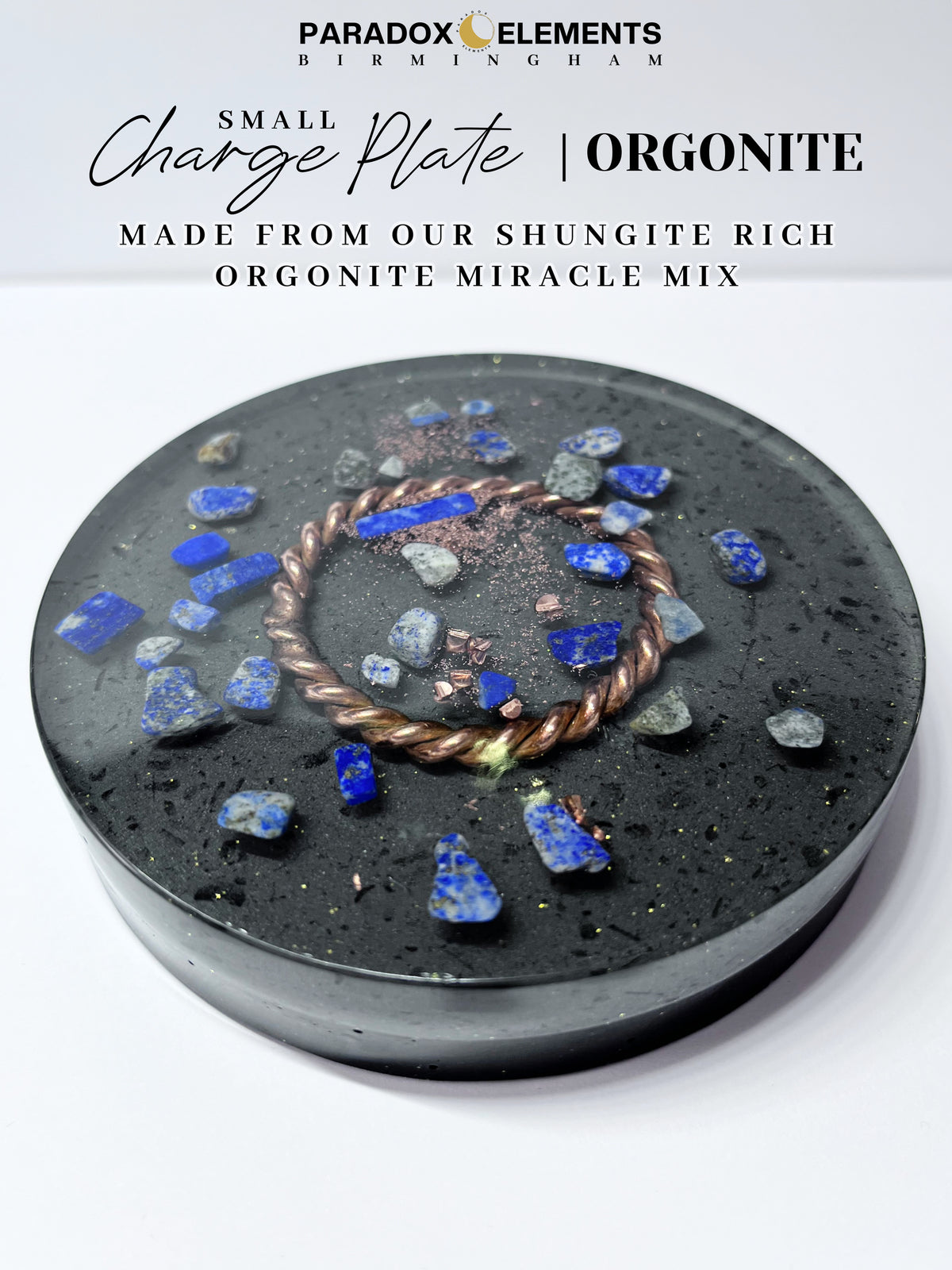144 Sacred Royal Insight Orgonite Charge Plate with Lapis Lazuli (Small)