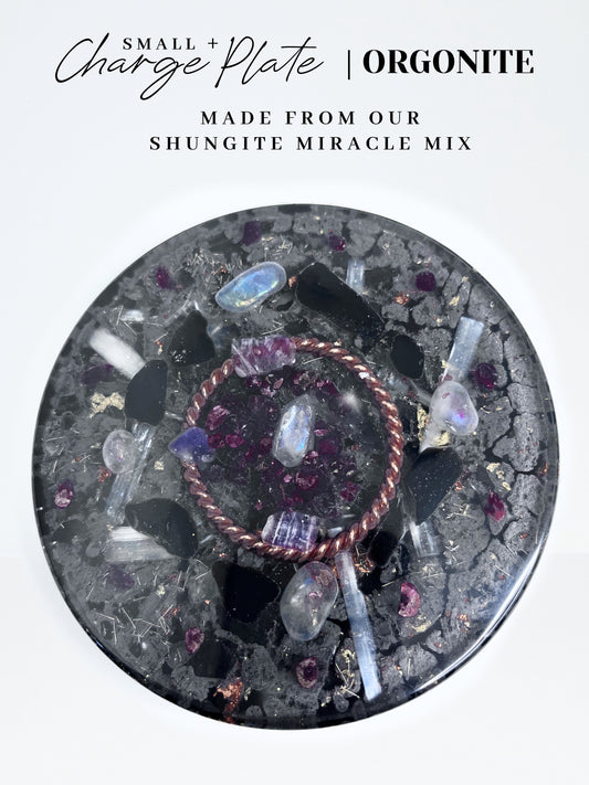 Garnet, Obsidian & Angel Aura Orgonite Charge Plate (Small+)