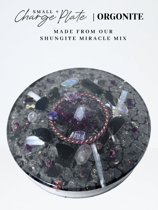 Garnet, Obsidian & Angel Aura Orgonite Charge Plate (Small+)
