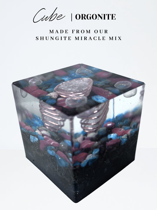 Garnet, Red Jasper & Apatite Cube Orgonite