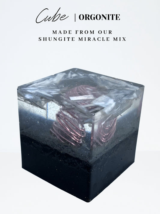 Quartz & Selenite Cube Orgonite