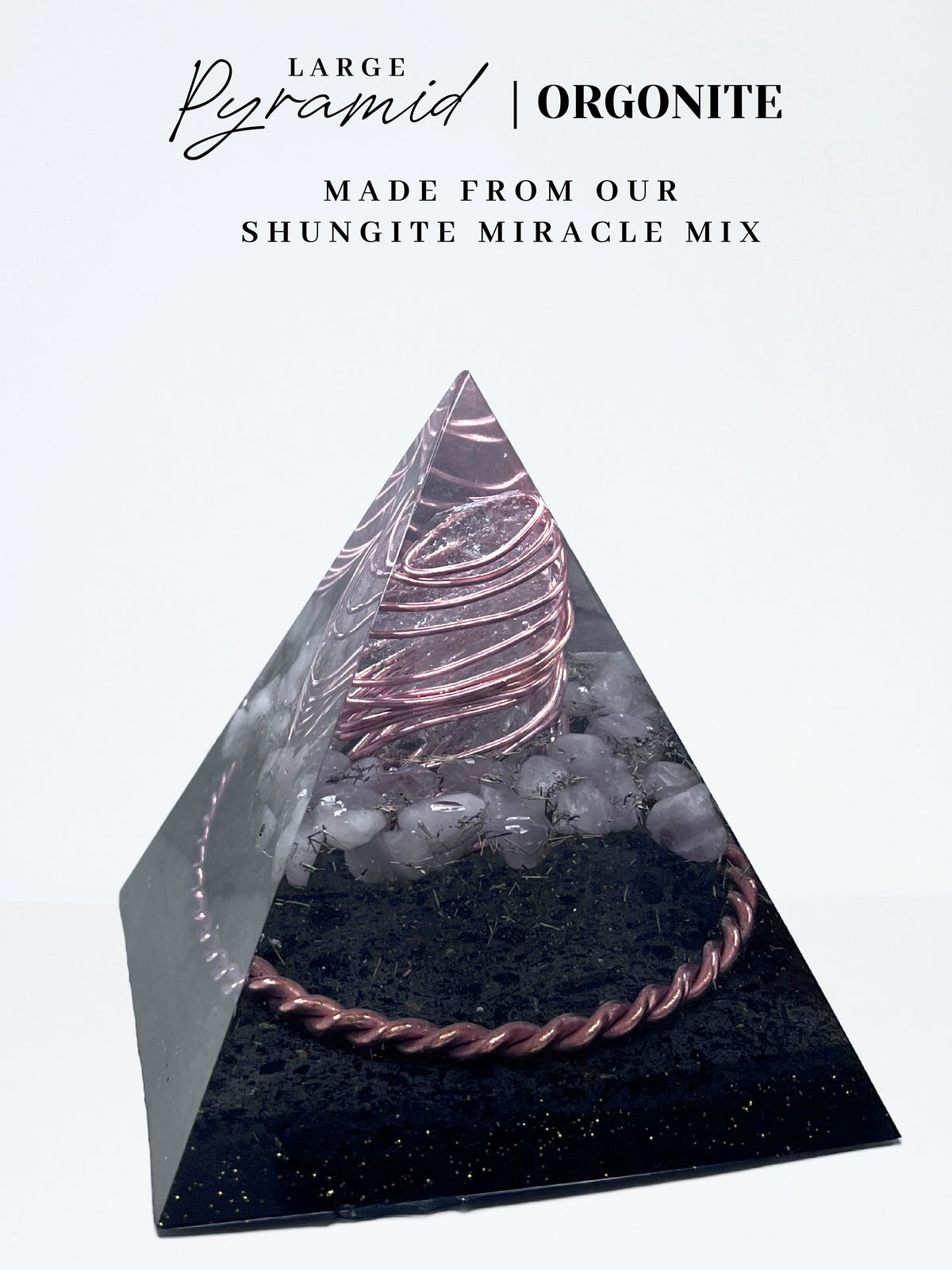 Rose Quartz 188 Pyramid Orgonite (Large)