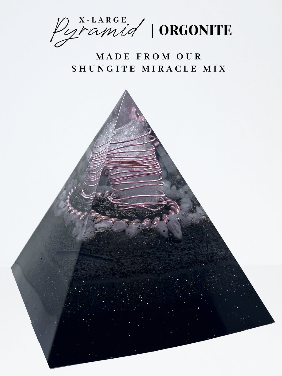 Rose Quartz 144 Pyramid Orgonite (X-Large)