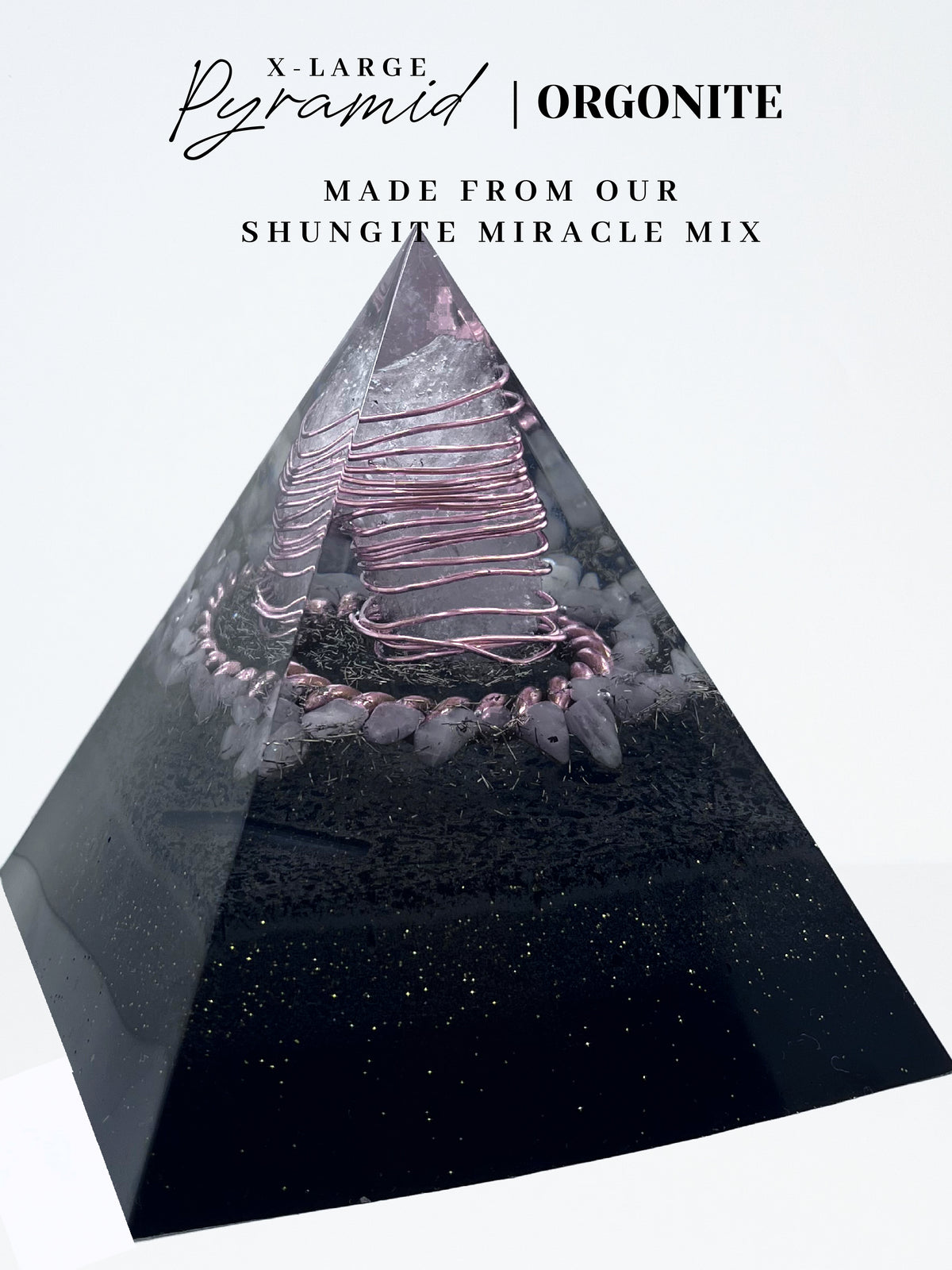Rose Quartz 144 Pyramid Orgonite (X-Large)