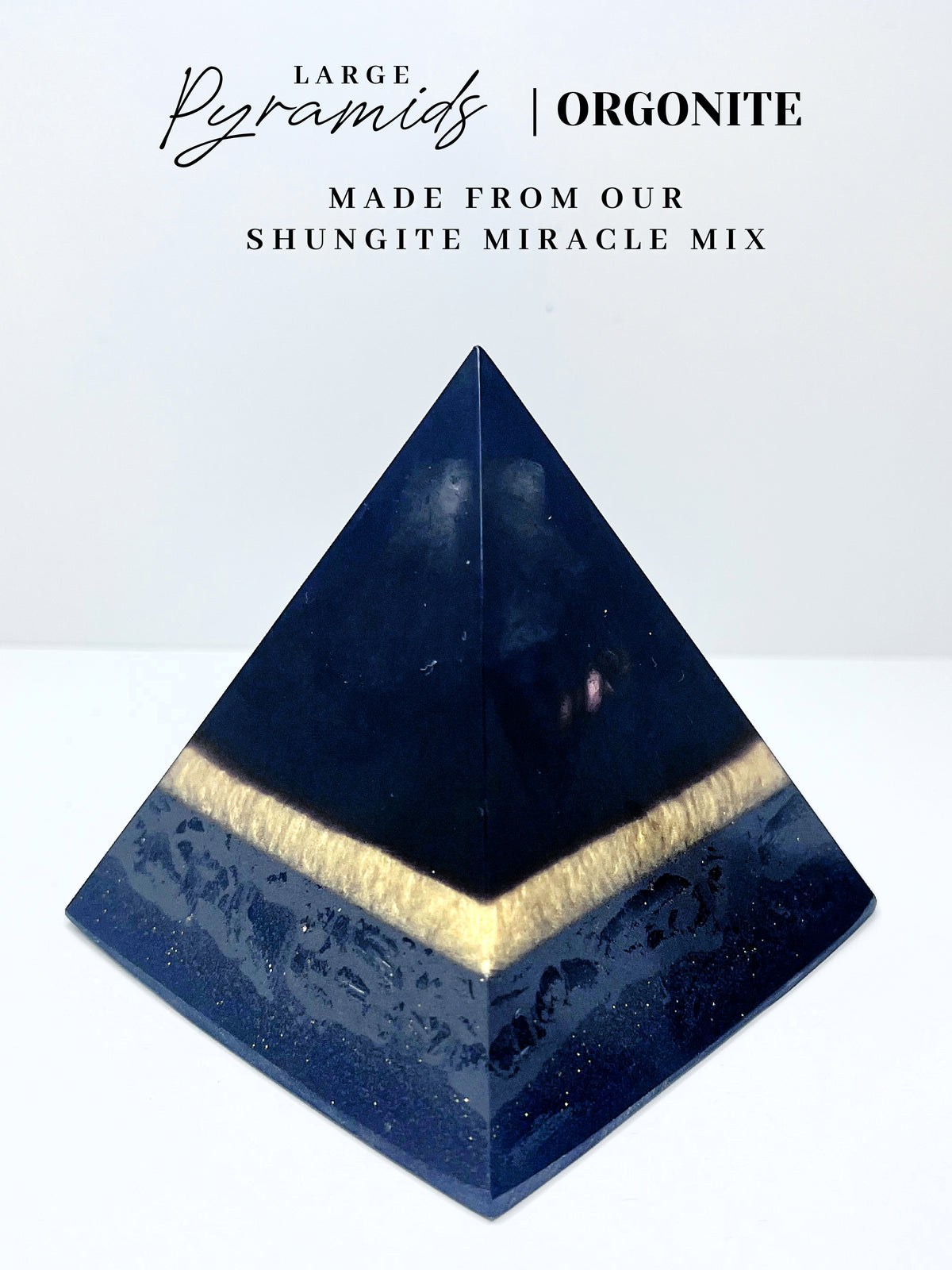 Black & Gold Shungite 144 Pyramid Orgonite (Large)