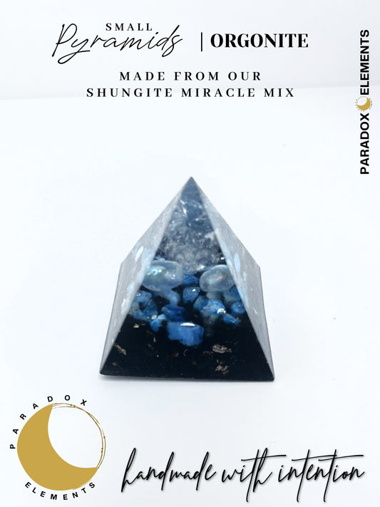 Blue Apatite & Angel Aura Quartz Pyramid Orgonite (Small)