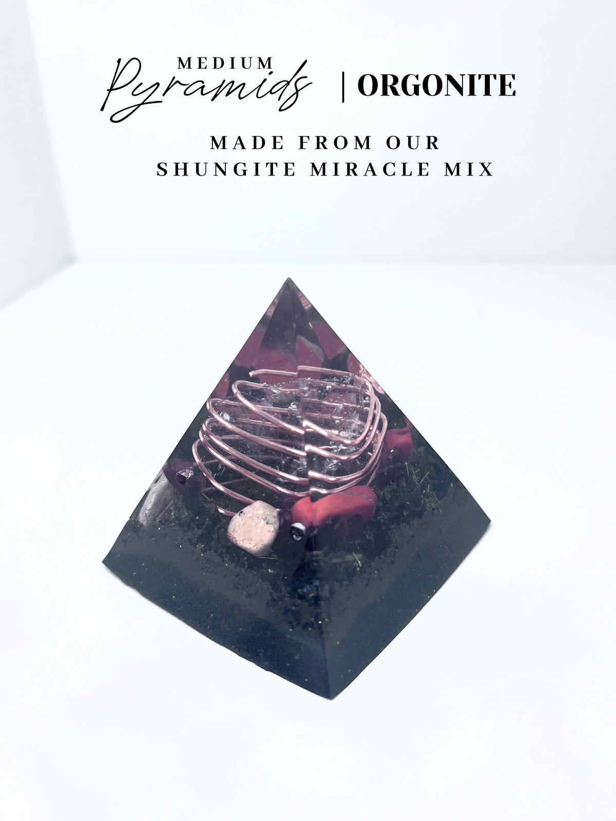 Red Jasper, Garnet & Quartz Pyramid Orgonite (Small)