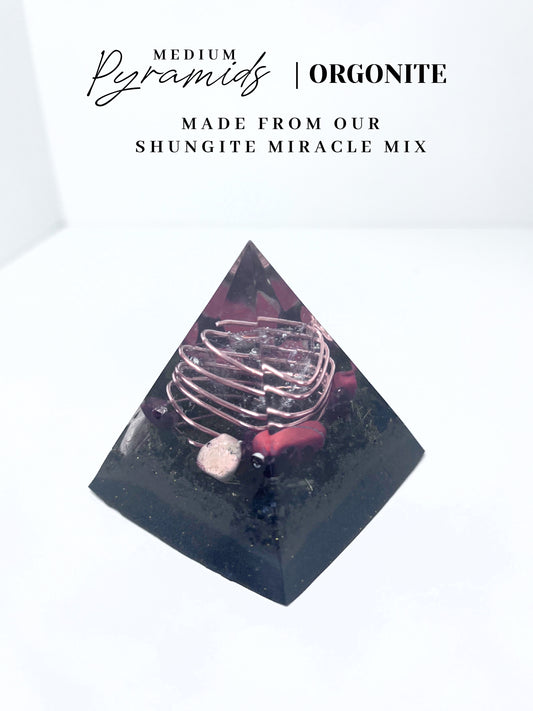 Red Jasper, Garnet & Quartz Pyramid Orgonite (Small)