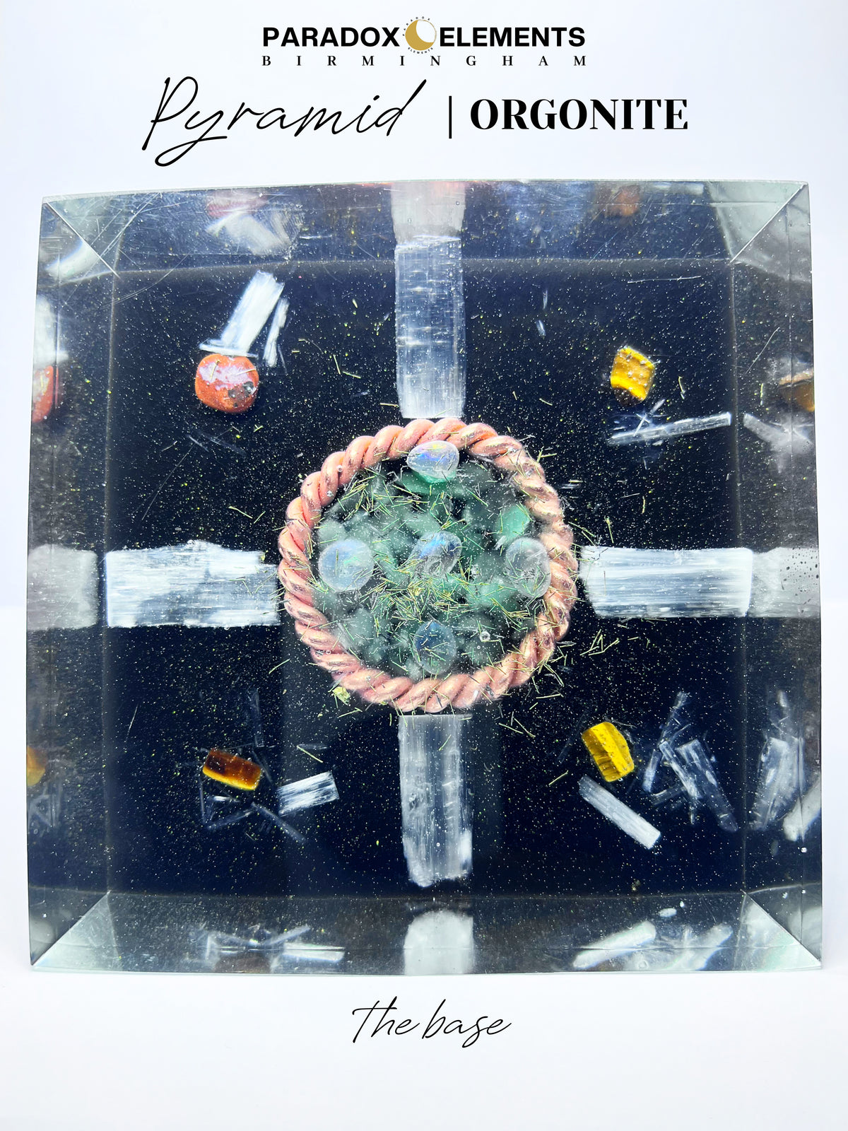 Sovereign Light Pyramid with a Golden Fire Tensor Ring, Jade & Tigers Eye
