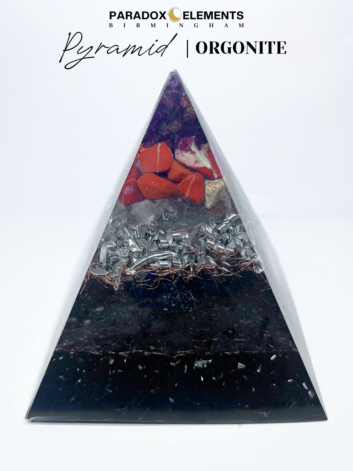 Earthfire Strength Om Pyramid Orgonite with Garnet & Red Jasper (Large)