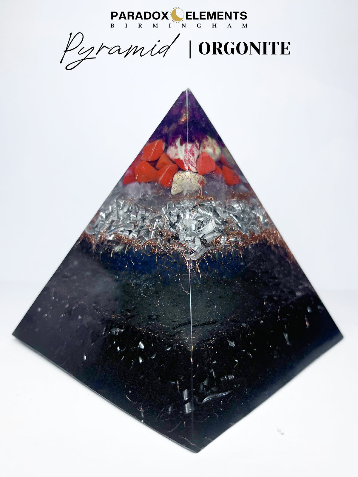 Earthfire Strength Om Pyramid Orgonite with Garnet & Red Jasper (Large)