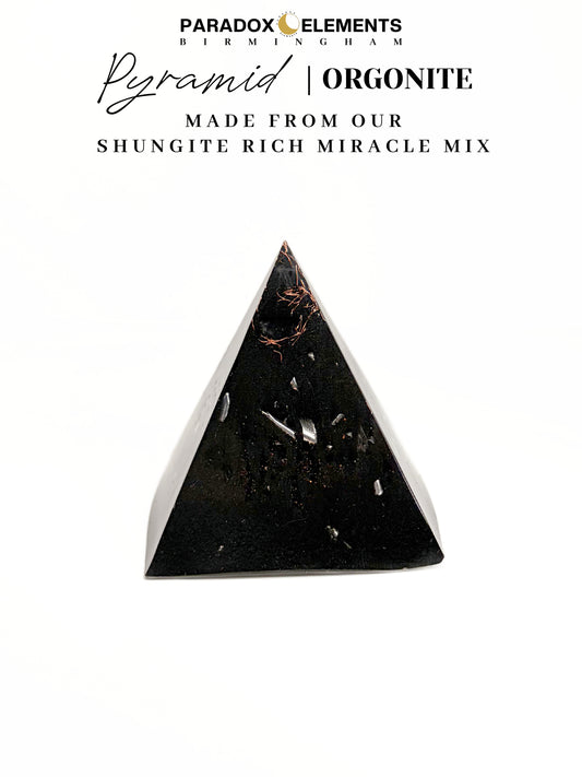 Shungite Miracle Mix Pyramid Orgonite with Amethyst (Small)