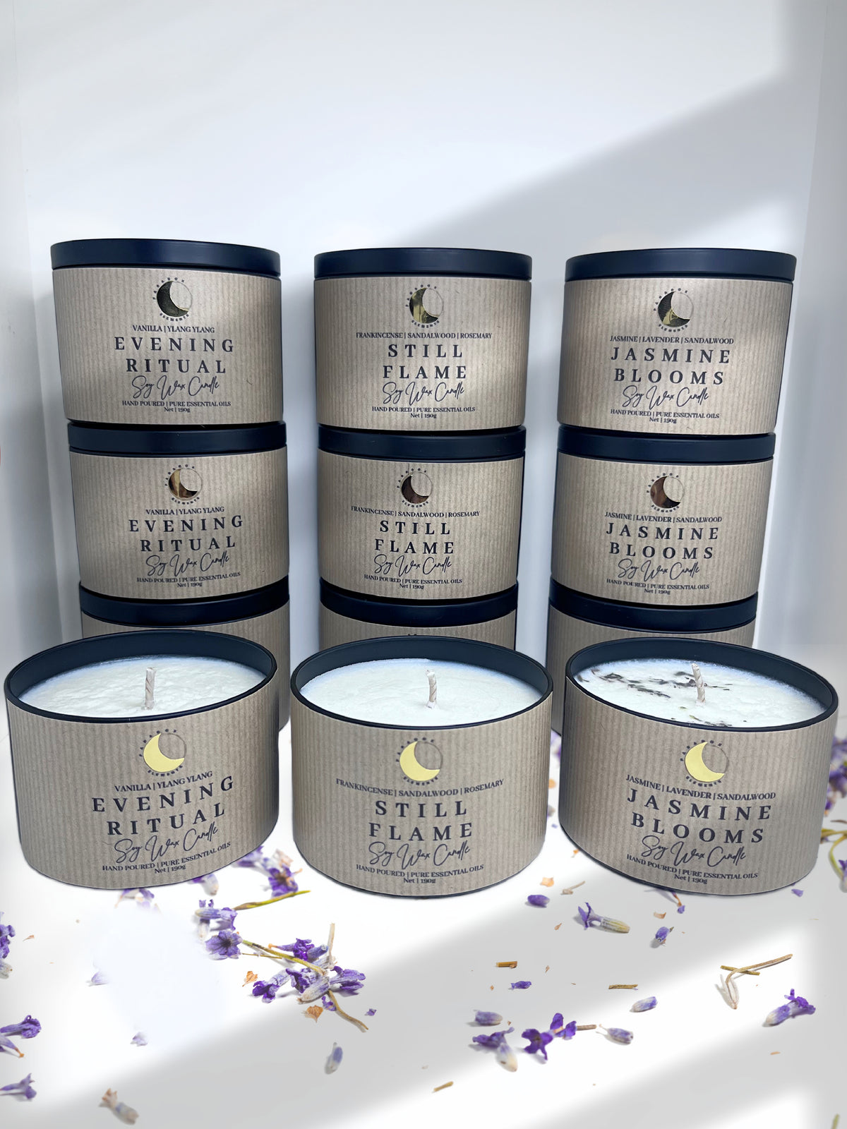 Trio of Essential Oil Soy Wax Candles (Tin)