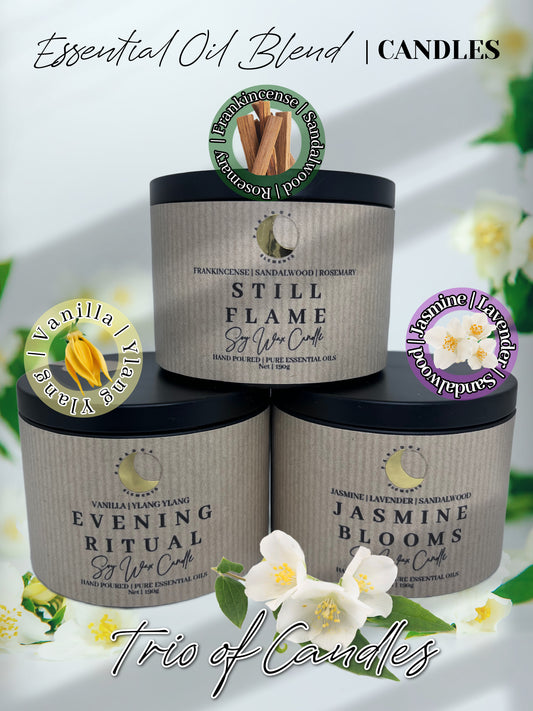 Trio of Essential Oil Soy Wax Candles (Tin)